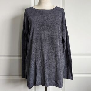 Barefoot Dreams Pullover Paradise Knit CozyChic Ultra Lite® Pacific Blue L NWT